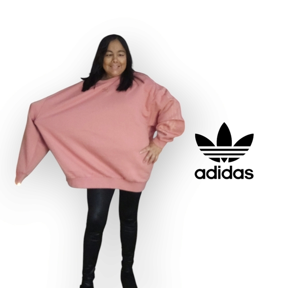 ADIDAS WOMENS PINK OVERSIZED MEDIUM -1X SWEATSHIRT - Picture 2 of 6